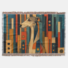 Colorful Saluki Folk Art Geometric Dog Pattern