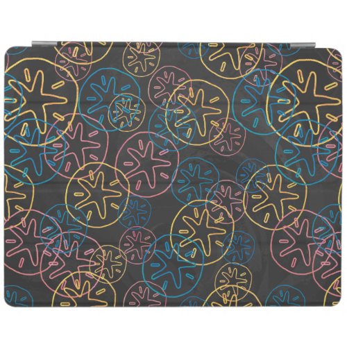 Colorful Sand Dollar Pattern on Black iPad Smart Cover