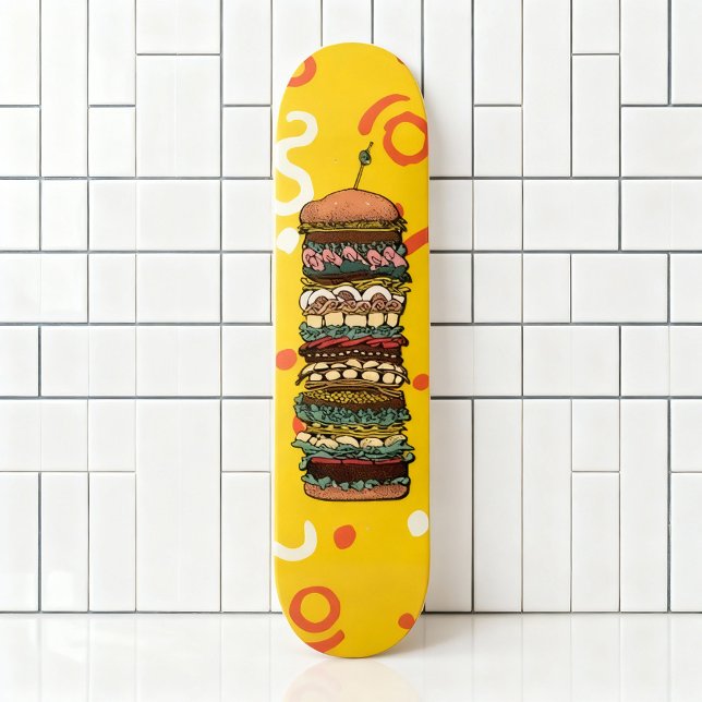 Colorful Sandwich Stack Artwork Skateboard (Creator Uploaded)