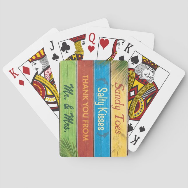 Colorful Sandy Toes Salty Kisses Deck of Cards (Back)