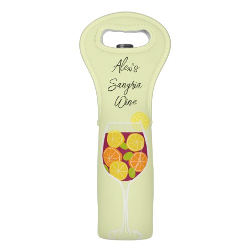 Colorful Sangria Glass Fruity Personalized Name Wine Bag
