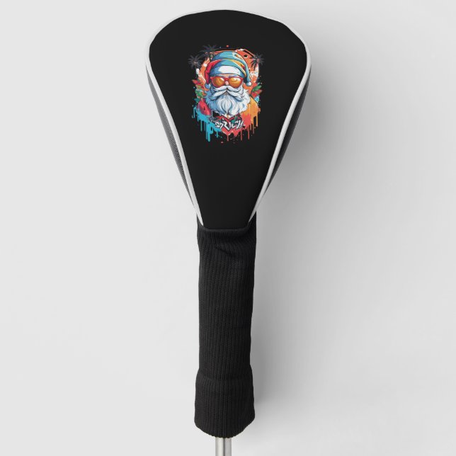 Colorful Santa Christmas Beach Summer lovers   Golf Head Cover (Front)