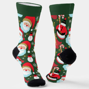 Colorful Santa Claus Christmas Socks with Name