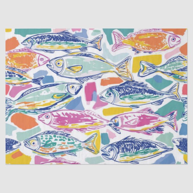 Colorful Sardines Seamless Pattern (2) Tissue Paper (Front)