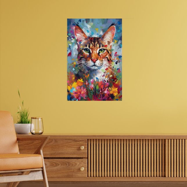 Colorful Savannah cat Art Poster (Living Room 2)