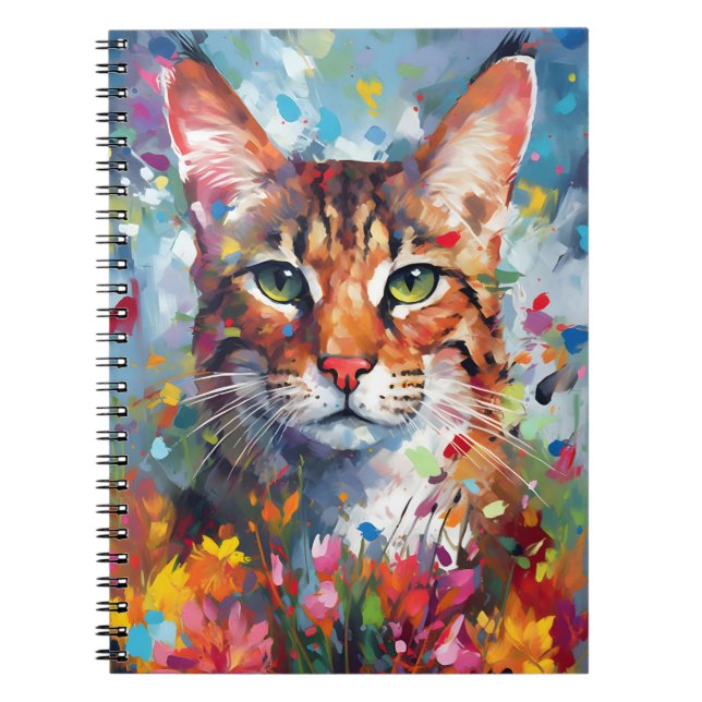 Colorful Savannah cat Notebook (Front)