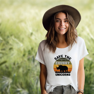 Colorful Save The Chubby Unicorns Vintage Sunset  T-Shirt