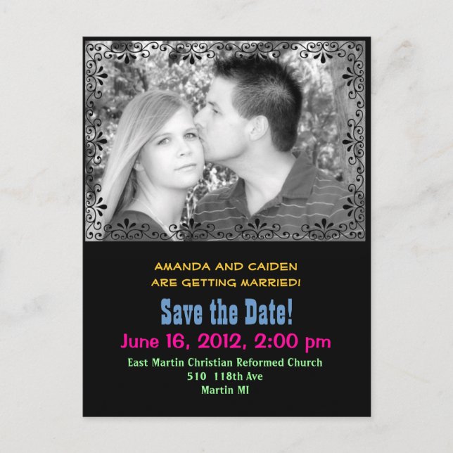 Colorful "save the Date" postcard (Front)