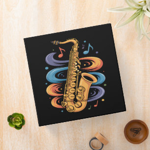 Colorful Saxophone Music Flow Jazz Instrument 3 Ring Binder