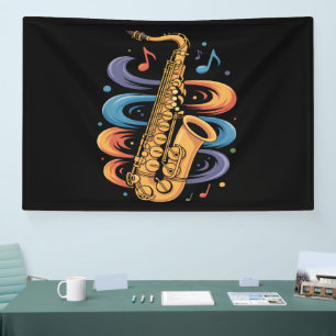 Colorful Saxophone Music Flow Jazz Instrument Banner