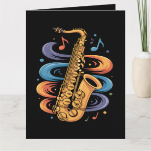 Colorful Saxophone Music Flow Jazz Instrument Card
