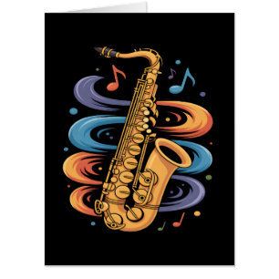 Colorful Saxophone Music Flow Jazz Instrument Card