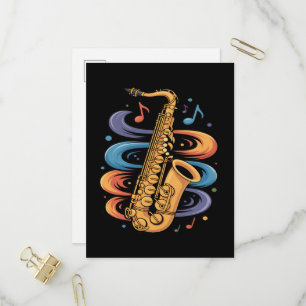 Colorful Saxophone Music Flow Jazz Instrument Invitation Postcard