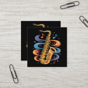Colorful Saxophone Music Flow Jazz Instrument Square Business Card