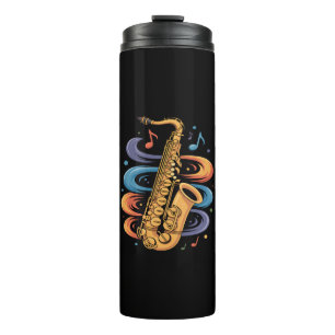 Colorful Saxophone Music Flow Jazz Instrument Thermal Tumbler