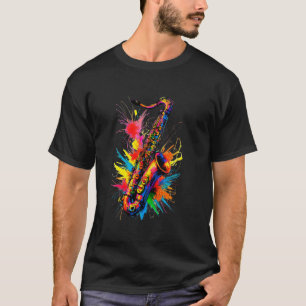 Colorful Saxophone Music Jazz Teacher player cool  T-Shirt