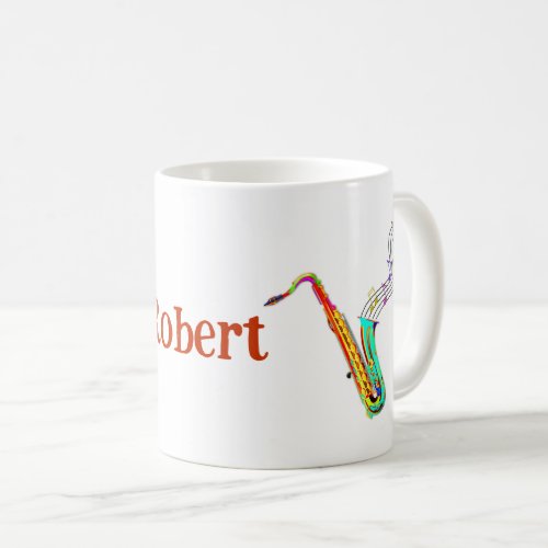 Colorful Saxophone Personalized Coffee Mug