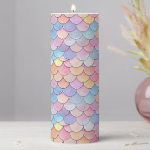 Colorful Scale Mermaid Pattern Pillar Candle