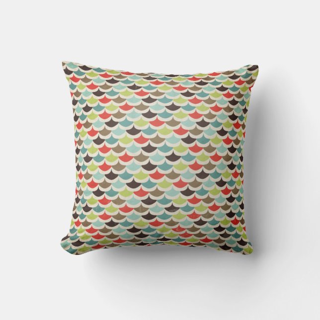 Colorful Scalloped Pattern Throw Pillow (Front)