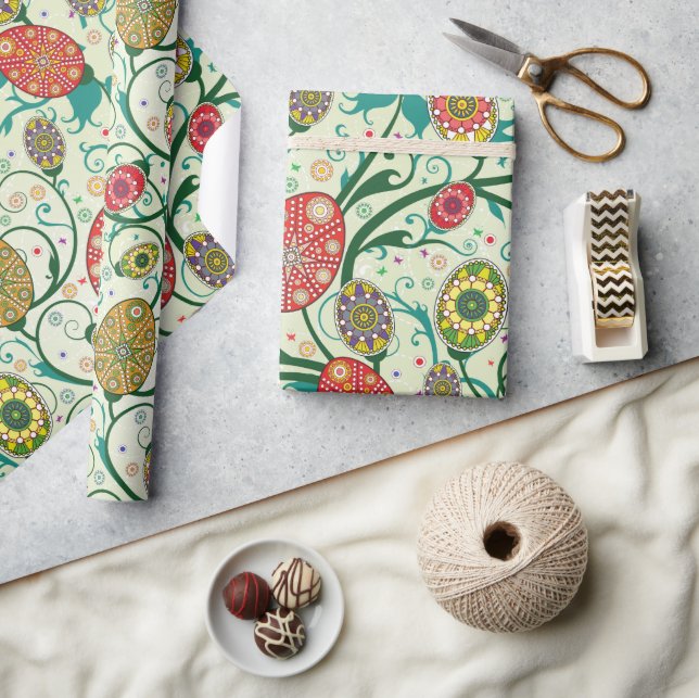 Colorful Scandinavian Easter Eggs Wrapping Paper (Crafts)