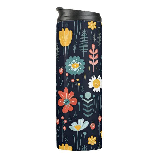 Colorful Scandinavian Folk Art Floral Thermal Tumbler (Rotated Right)