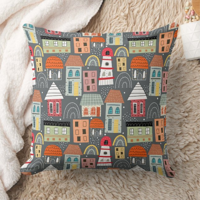 Colorful Scandinavian Patterns Home  Throw Pillow (Blanket)