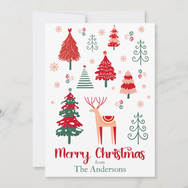Colorful Scandinavian Scenery Festive Christmas Holiday Card (Front)