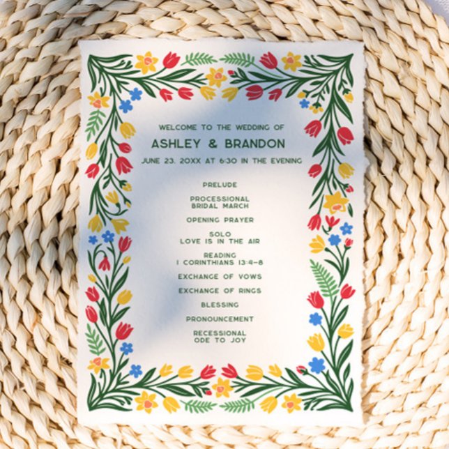 Colorful Scandinavian Wildflower Floral Wedding Program (Creator Uploaded)