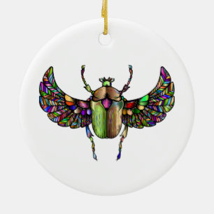 Colorful scarab ceramic ornament