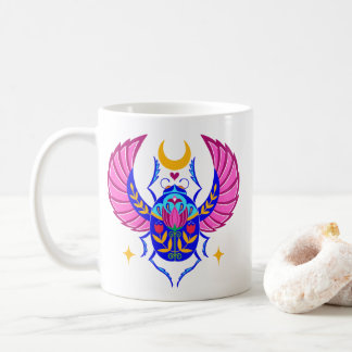 Colorful Scarab folk art coffee mug