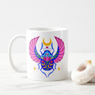 Colorful Scarab folk art coffee mug