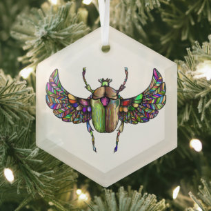 Colorful scarab glass ornament