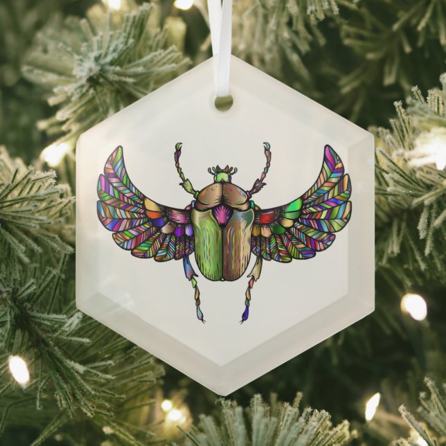 Colorful scarab glass ornament (Insitu)