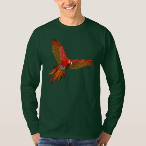 Colorful Scarlet macaw fly art T_Shirt