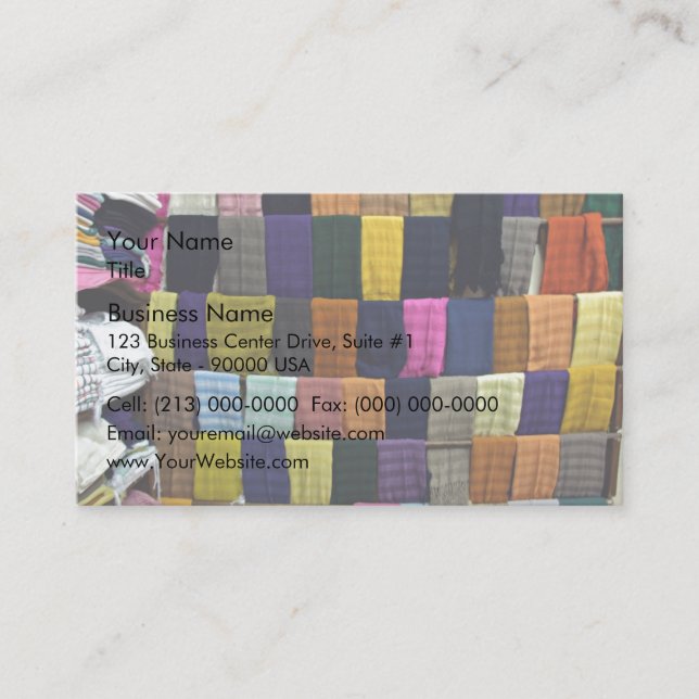 Colorful scarves on display business card (Front)