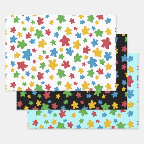 Colorful Scattered Boardgame Meeples Wrapping Paper Sheets