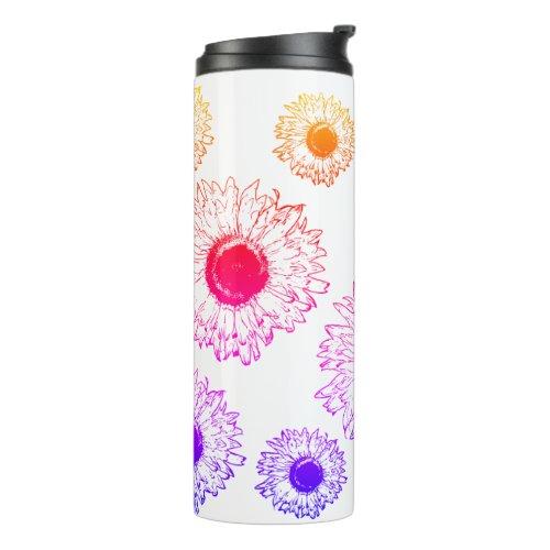 Colorful Scattered Sunflowers Thermal Tumbler