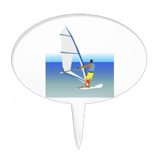 Colorful Scene of a Man Windsurfing on the Water Cake Topper