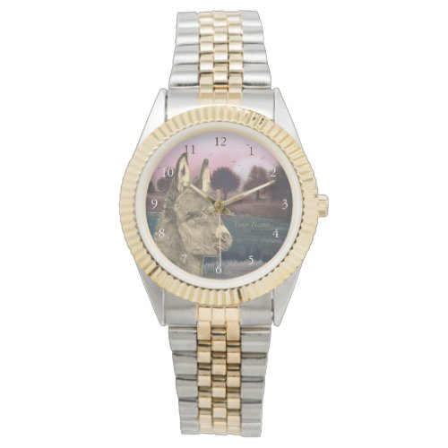 colorful scenic lifelike picture of cute donkey watch