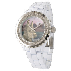 colorful scenic lifelike picture of cute donkey watch