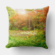 Colorful Scenic Waterfall Landscape Pillow