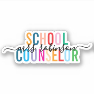 Colorful School Counselor Personalized Script Name Sticker
