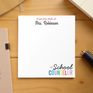 Colorful School Counselor Personalized Teacher Notepad