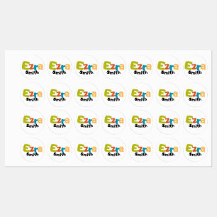 Colorful School Name Tags Labels