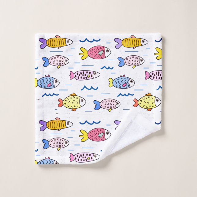 Colorful School of Fish Bath Towel Set (Wash Cloth)