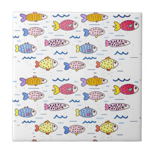 Colorful School of Fish Ceramic Tile