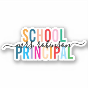 Colorful School Principal Personalized Script Name Sticker
