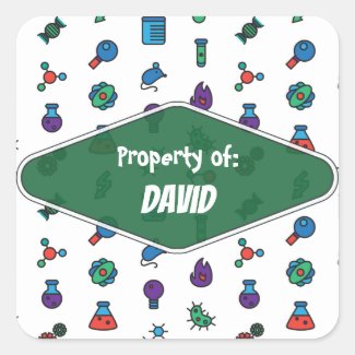 Colorful School Science Pattern Personalized Squar