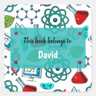 Colorful School Science Pattern Personalized Squar
