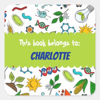 Colorful School Science Pattern Personalized Squar